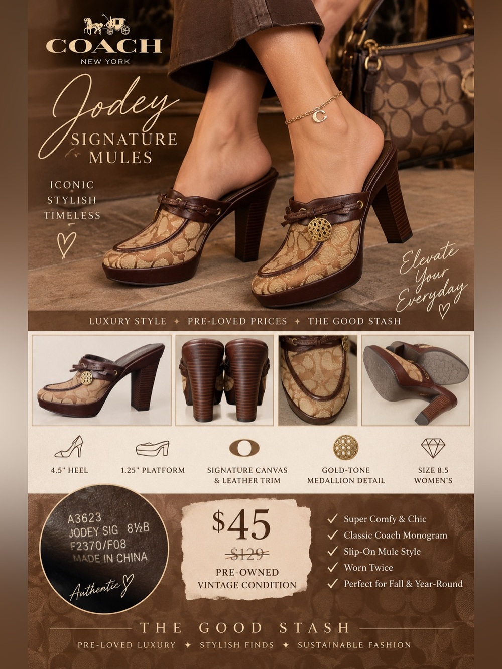 Coach Jodey Signature Mules - Vintage Y2K